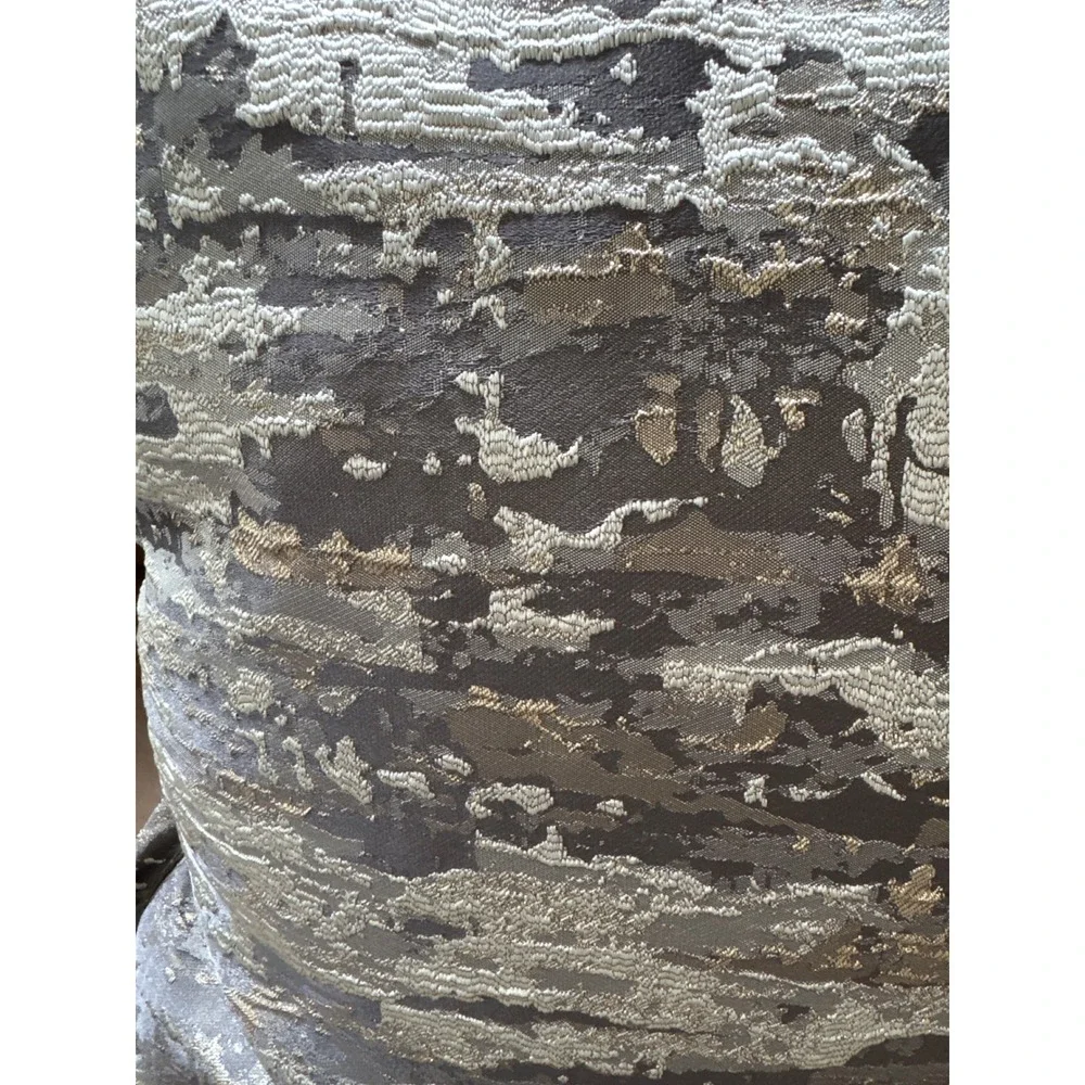 Caldeira Luxury Feather Fill Throw Pillow Grey Silver Gold Jacquard 20x20